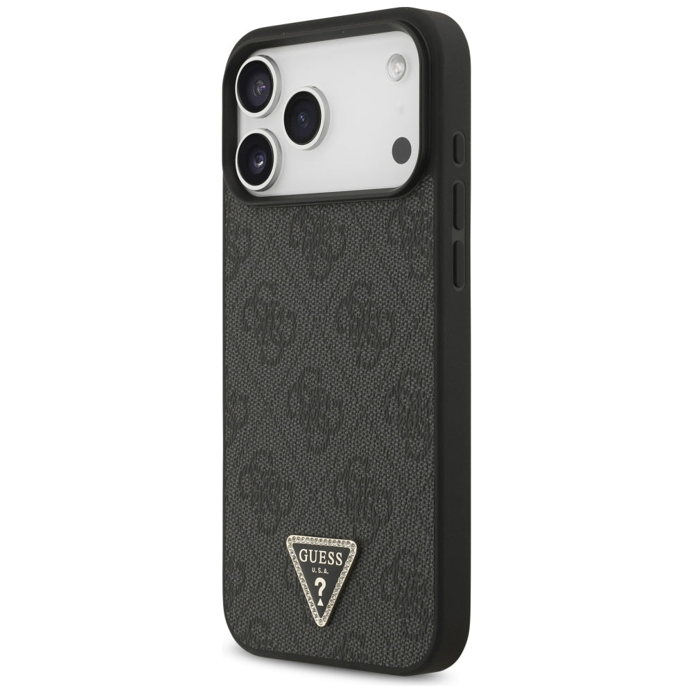 Guess Leather 4G Triangle Strass MagSafe Case for iPhone 17 Pro Max / 18 Pro Max - Black_1
