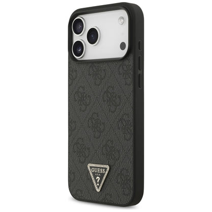 Guess Leather 4G Triangle Strass MagSafe Case for iPhone 17 Pro Max / 18 Pro Max - Black_1