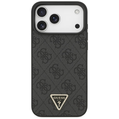 Guess Leather 4G Triangle Strass MagSafe Case for iPhone 17 Pro Max / 18 Pro Max - Black_2