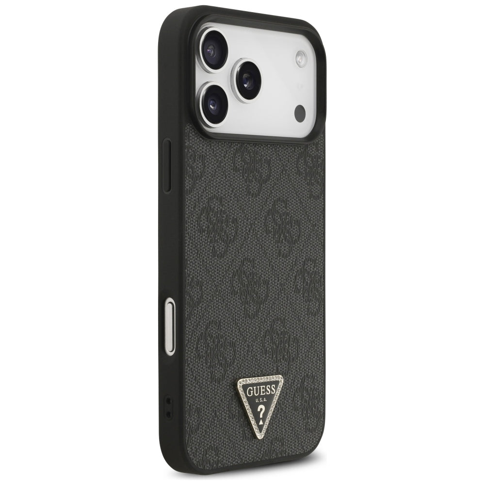 Guess Leather 4G Triangle Strass MagSafe Case for iPhone 17 Pro Max / 18 Pro Max - Black_3