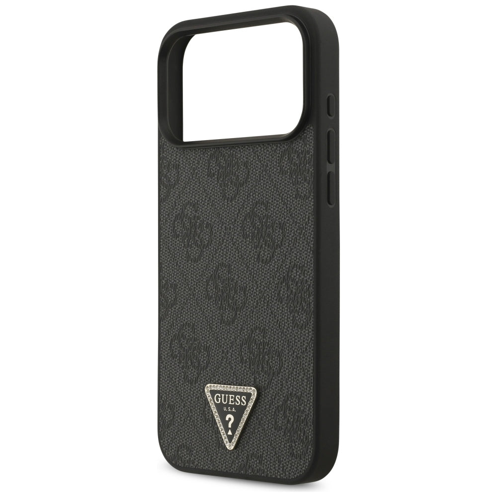Guess Leather 4G Triangle Strass MagSafe Case for iPhone 17 Pro Max / 18 Pro Max - Black_5
