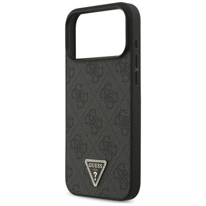Guess Leather 4G Triangle Strass MagSafe Case for iPhone 17 Pro Max / 18 Pro Max - Black_5