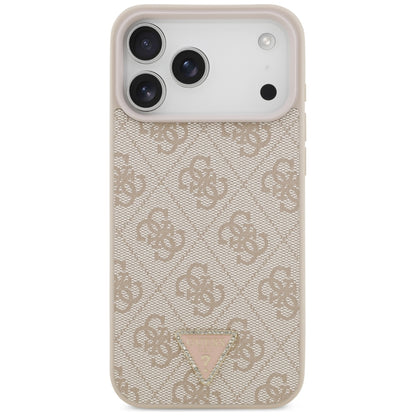Guess Leather 4G Triangle Strass MagSafe Case for iPhone 17 Pro Max / 18 Pro Max - Pink_2