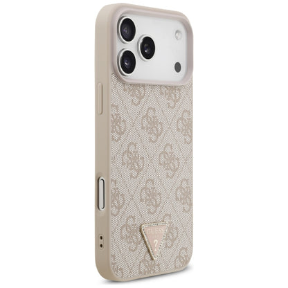 Guess Leather 4G Triangle Strass MagSafe Case for iPhone 17 Pro Max / 18 Pro Max - Pink_3
