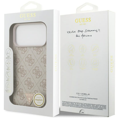 Guess Leather 4G Triangle Strass MagSafe Case for iPhone 17 Pro Max / 18 Pro Max - Pink_7