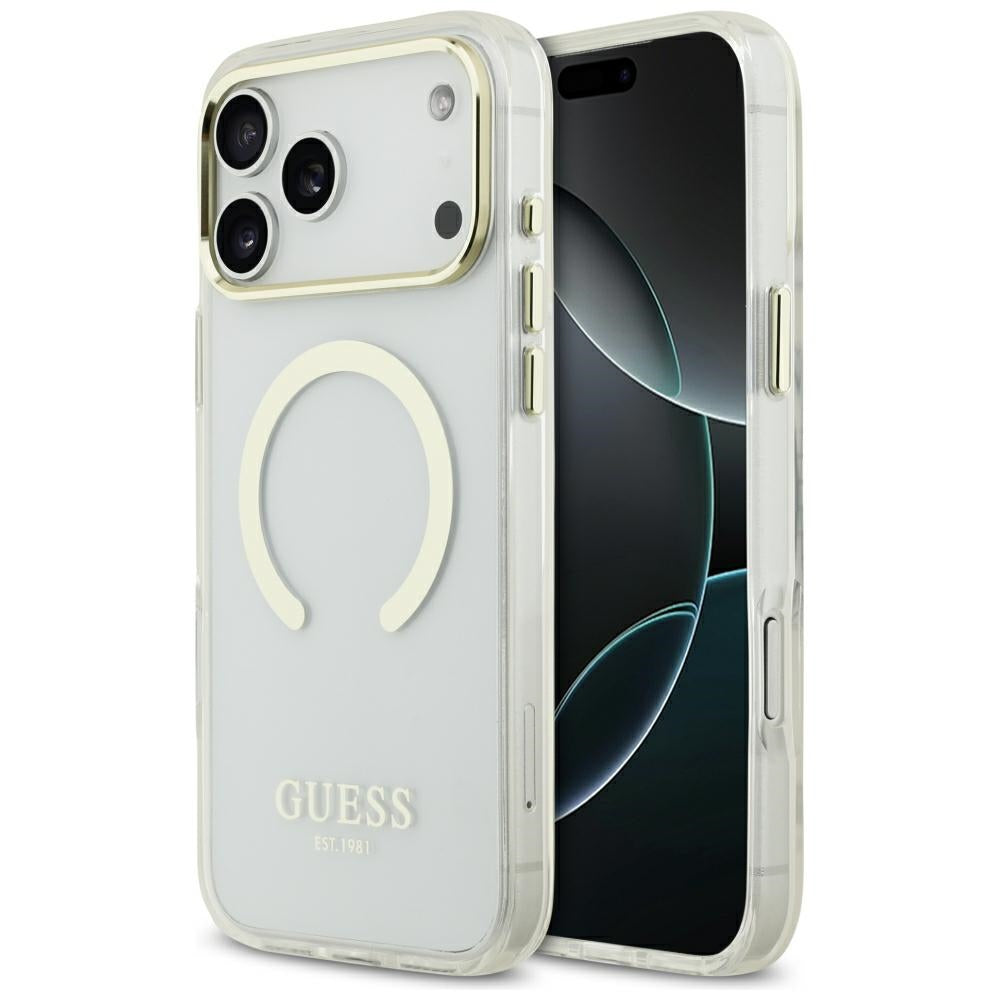Guess Metal Outline MagSafe Case for iPhone 17 Pro Max / 18 Pro Max - Gold_0