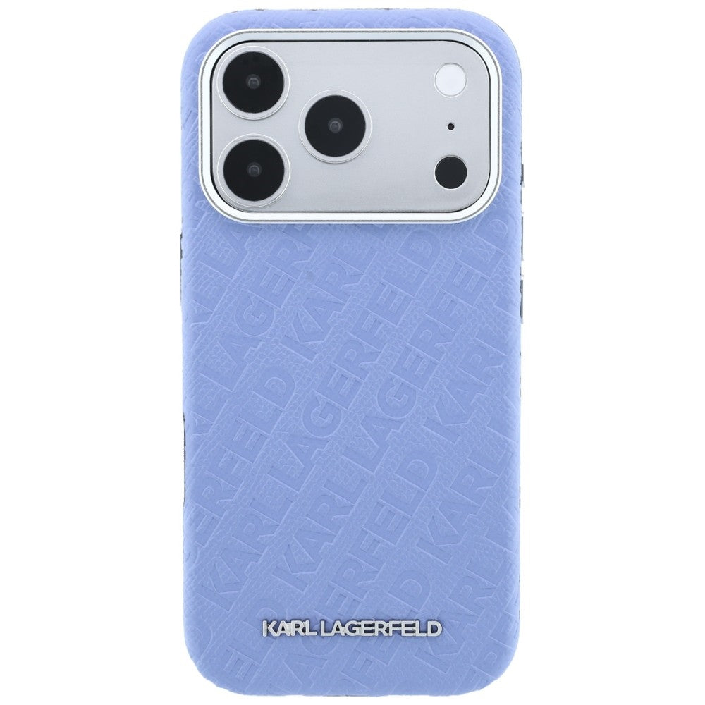 Karl Lagerfeld Grained Allover Logo Metal Elongated MagSafe Case for iPhone 17 Pro Max / 18 Pro Max - Blue_2