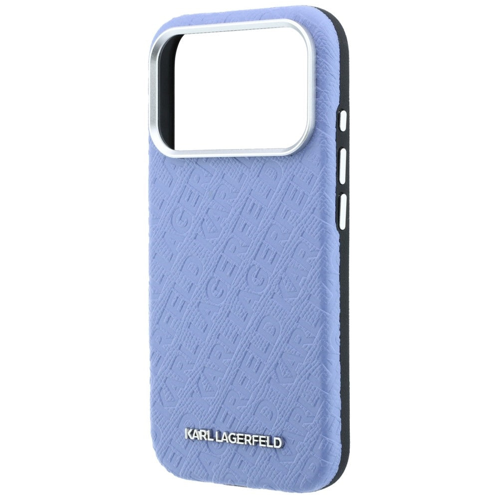 Karl Lagerfeld Grained Allover Logo Metal Elongated MagSafe Case for iPhone 17 Pro Max / 18 Pro Max - Blue_5