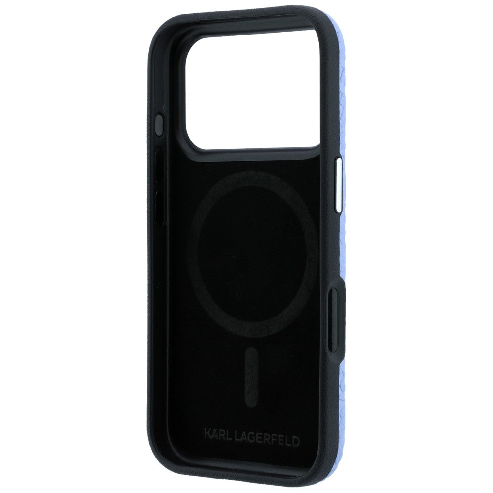Karl Lagerfeld Grained Allover Logo Metal Elongated MagSafe Case for iPhone 17 Pro Max / 18 Pro Max - Blue_6