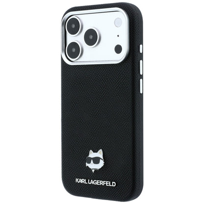 Karl Lagerfeld Grained Choupette Head Metal MagSafe Case for iPhone 17 Pro / 18 Pro - Black_1