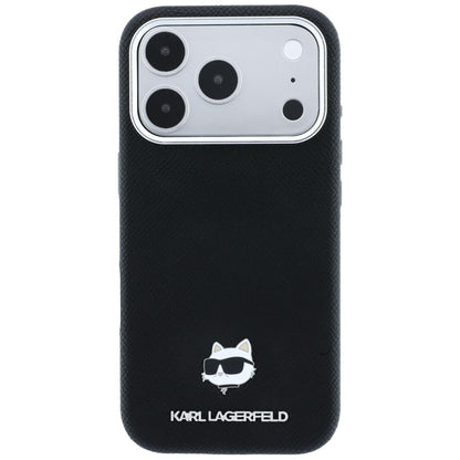 Karl Lagerfeld Grained Choupette Head Metal MagSafe Case for iPhone 17 Pro / 18 Pro - Black_2
