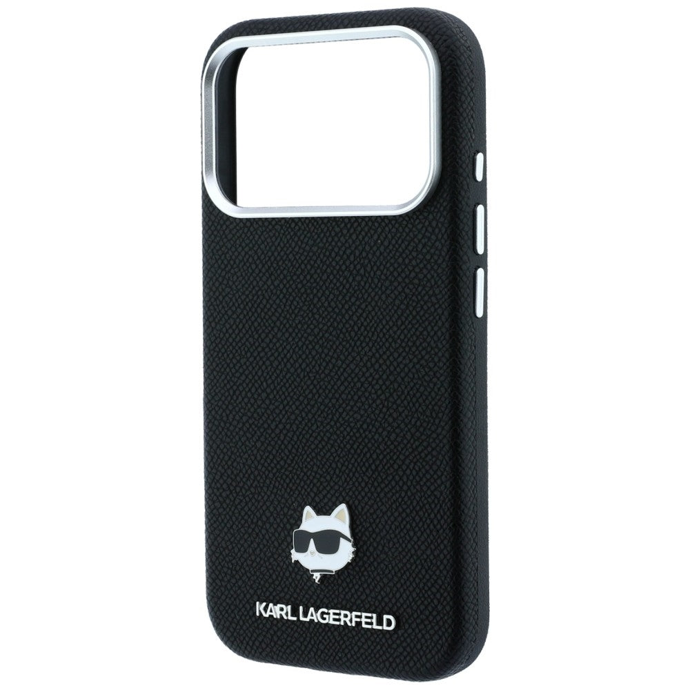Karl Lagerfeld Grained Choupette Head Metal MagSafe Case for iPhone 17 Pro / 18 Pro - Black_5
