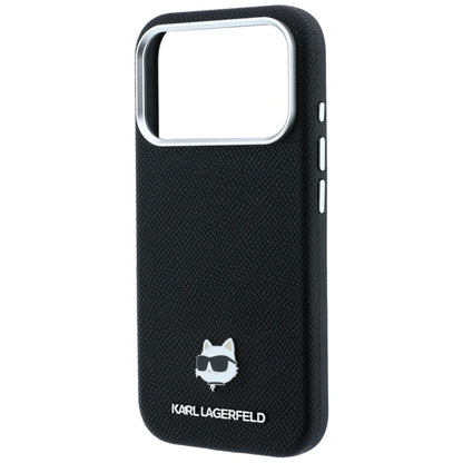 Karl Lagerfeld Grained Choupette Head Metal MagSafe Case for iPhone 17 Pro / 18 Pro - Black_5