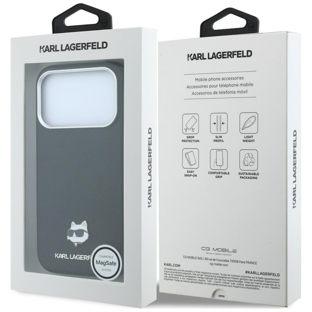 Karl Lagerfeld Grained Choupette Head Metal MagSafe Case for iPhone 17 Pro / 18 Pro - Black_7
