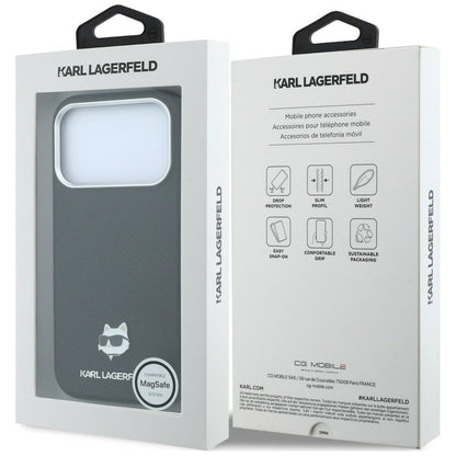Karl Lagerfeld Grained Choupette Head Metal MagSafe Case for iPhone 17 Pro / 18 Pro - Black_7