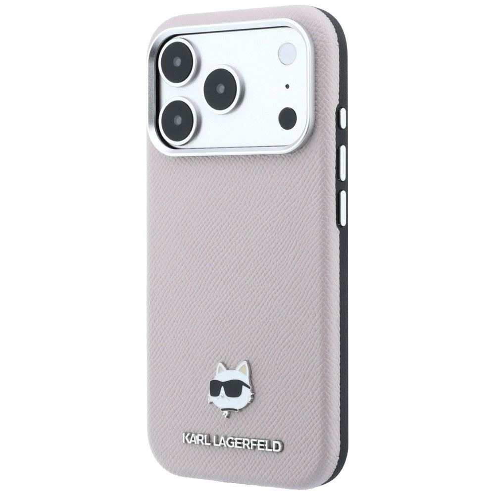 Karl Lagerfeld Grained Choupette Head Metal MagSafe Case for iPhone 17 Pro / 18 Pro - Pink_1
