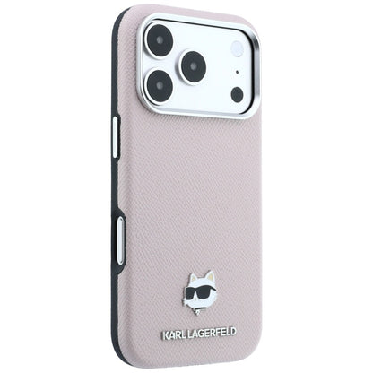 Karl Lagerfeld Grained Choupette Head Metal MagSafe Case for iPhone 17 Pro / 18 Pro - Pink_3