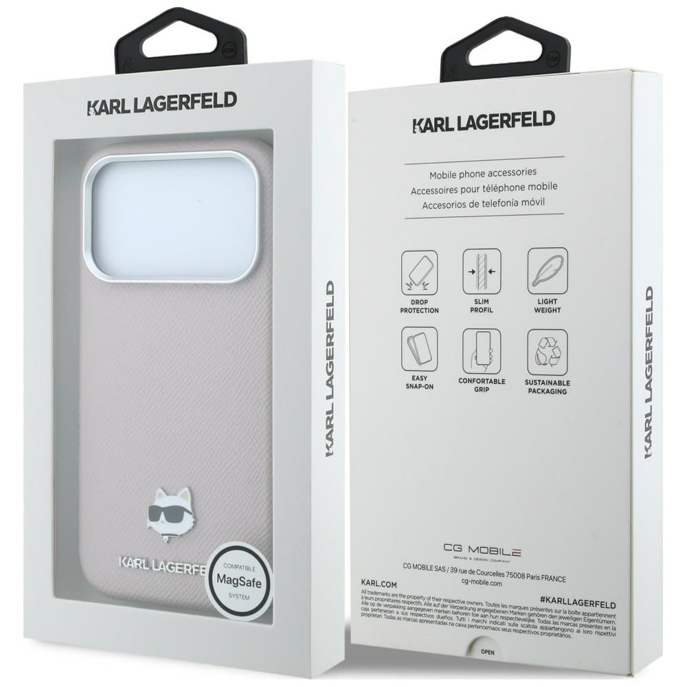Karl Lagerfeld Grained Choupette Head Metal MagSafe Case for iPhone 17 Pro / 18 Pro - Pink_7