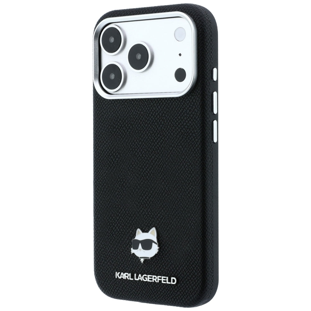 Karl Lagerfeld Grained Choupette Head Metal MagSafe Case for iPhone 17 Pro Max / 18 Pro Max - Black_1