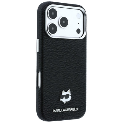 Karl Lagerfeld Grained Choupette Head Metal MagSafe Case for iPhone 17 Pro Max / 18 Pro Max - Black_3