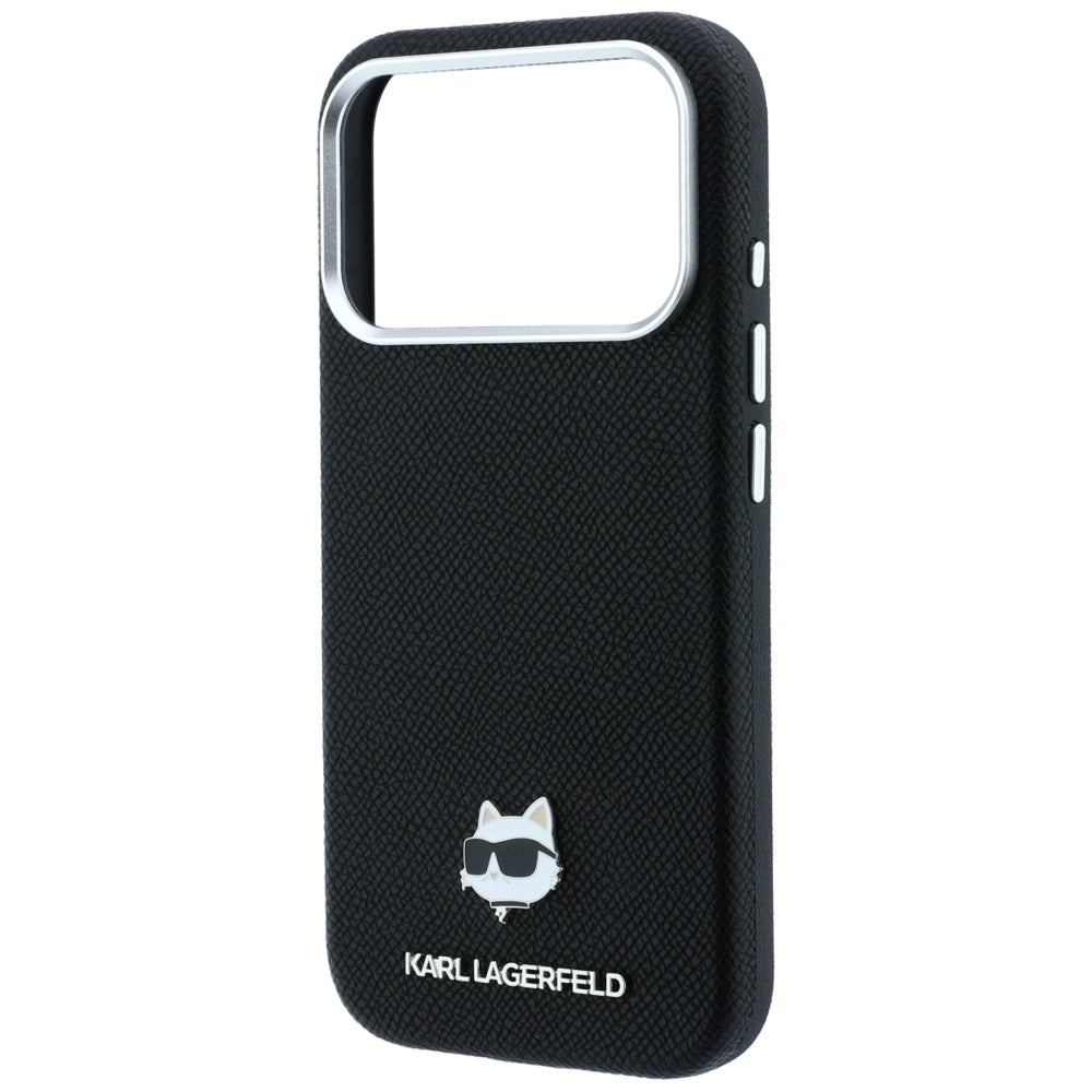 Karl Lagerfeld Grained Choupette Head Metal MagSafe Case for iPhone 17 Pro Max / 18 Pro Max - Black_5