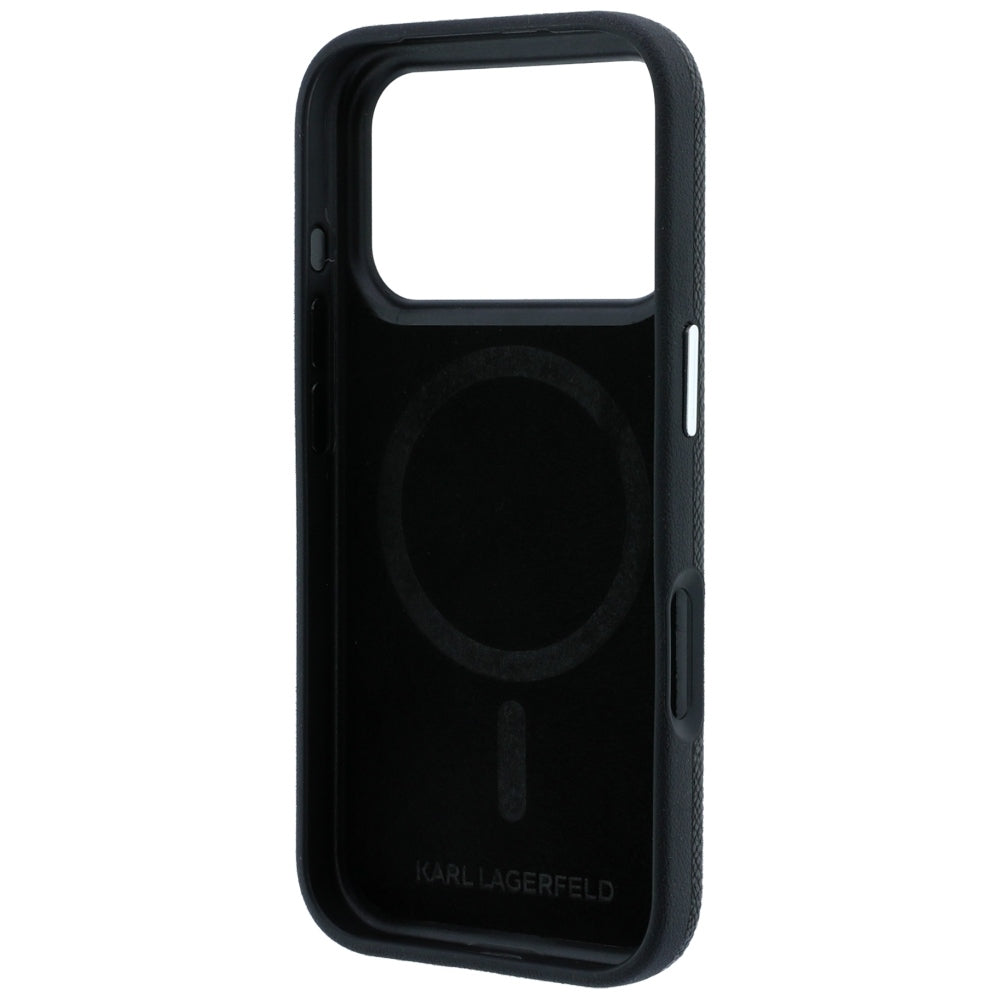 Karl Lagerfeld Grained Choupette Head Metal MagSafe Case for iPhone 17 Pro Max / 18 Pro Max - Black_6