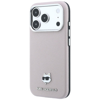 Karl Lagerfeld Grained Choupette Head Metal MagSafe Case for iPhone 17 Pro Max / 18 Pro Max - Pink_1