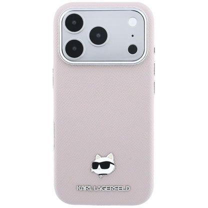 Karl Lagerfeld Grained Choupette Head Metal MagSafe Case for iPhone 17 Pro Max / 18 Pro Max - Pink_2