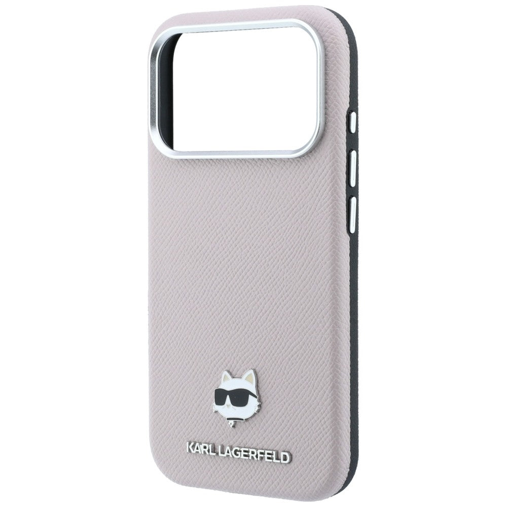 Karl Lagerfeld Grained Choupette Head Metal MagSafe Case for iPhone 17 Pro Max / 18 Pro Max - Pink_5