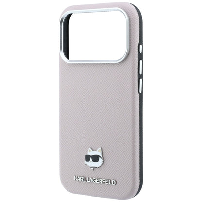 Karl Lagerfeld Grained Choupette Head Metal MagSafe Case for iPhone 17 Pro Max / 18 Pro Max - Pink_5