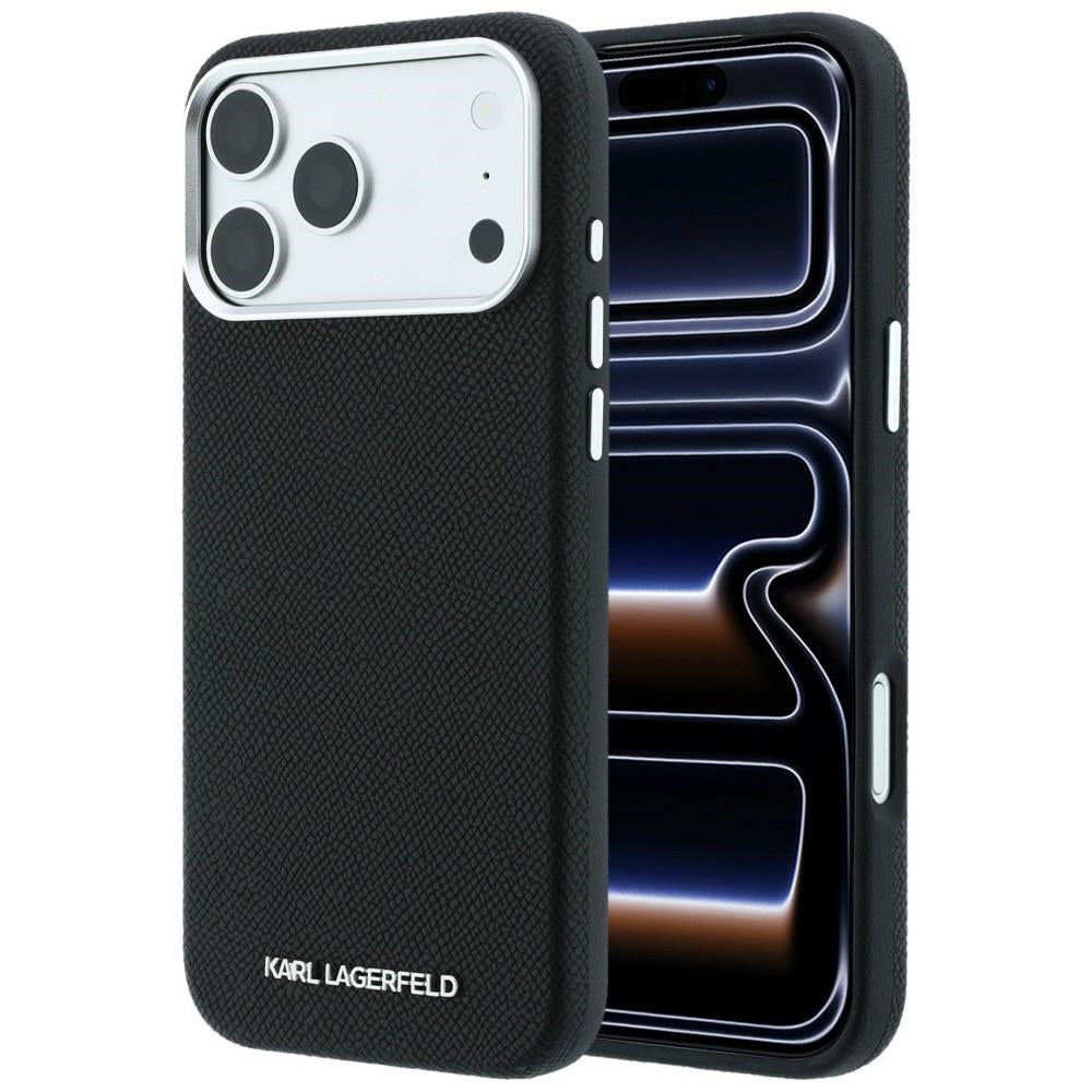 Karl Lagerfeld Grained Elongated Logo MagSafe Case for iPhone 17 Pro / 18 Pro - Black_0