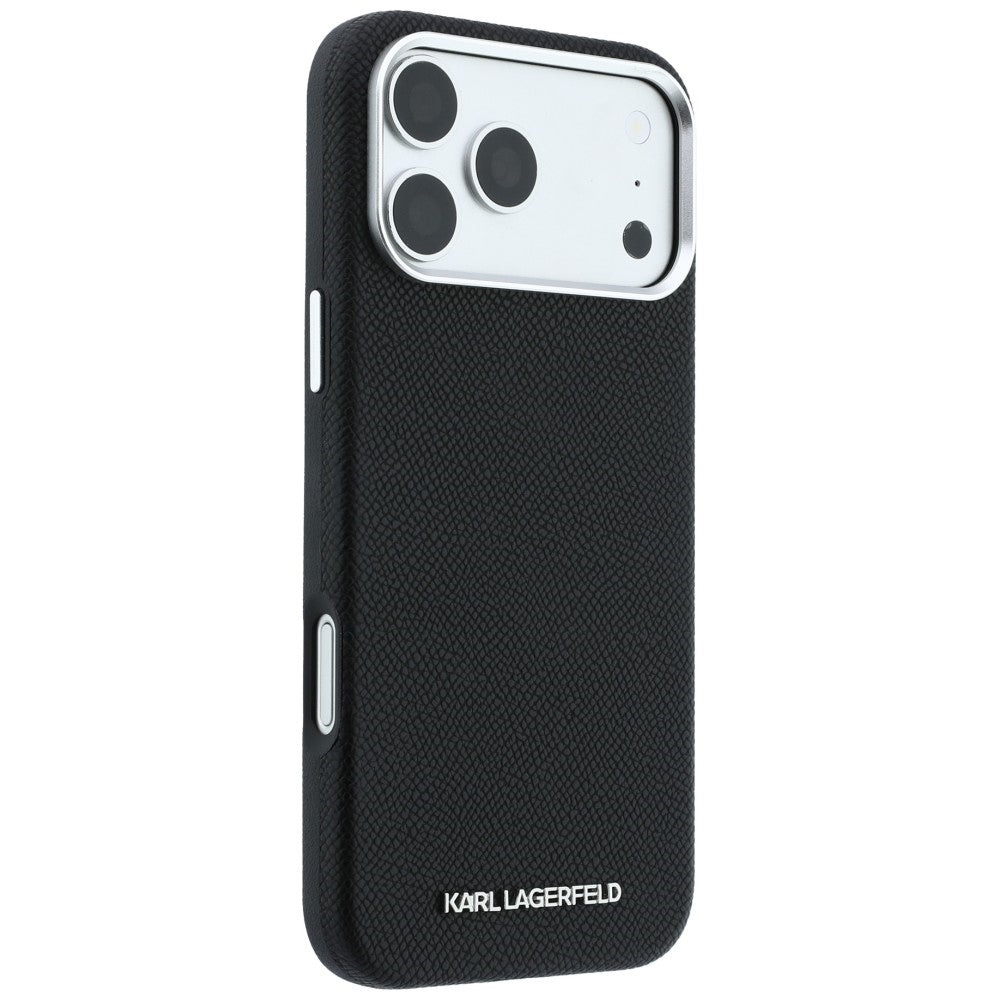 Karl Lagerfeld Grained Elongated Logo MagSafe Case for iPhone 17 Pro / 18 Pro - Black_3