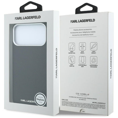 Karl Lagerfeld Grained Elongated Logo MagSafe Case for iPhone 17 Pro / 18 Pro - Black_7