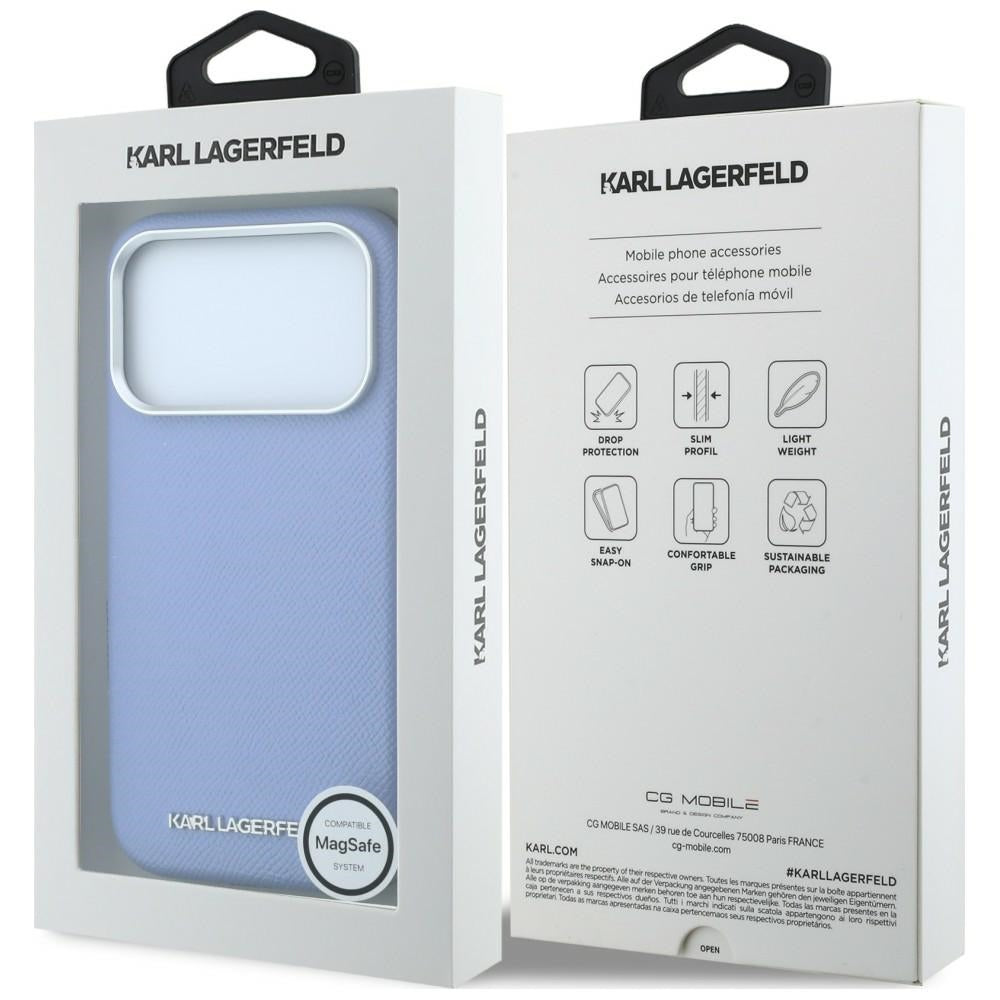 Karl Lagerfeld Grained Elongated Logo MagSafe Case for iPhone 17 Pro / 18 Pro - Blue_7