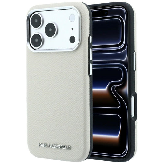 Karl Lagerfeld Grained Elongated Logo MagSafe Case for iPhone 17 Pro Max / 18 Pro Max - Beige_0