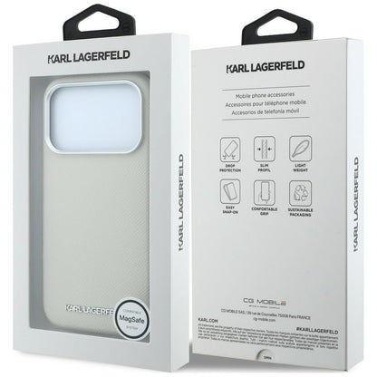 Karl Lagerfeld Grained Elongated Logo MagSafe Case for iPhone 17 Pro Max / 18 Pro Max - Beige_7