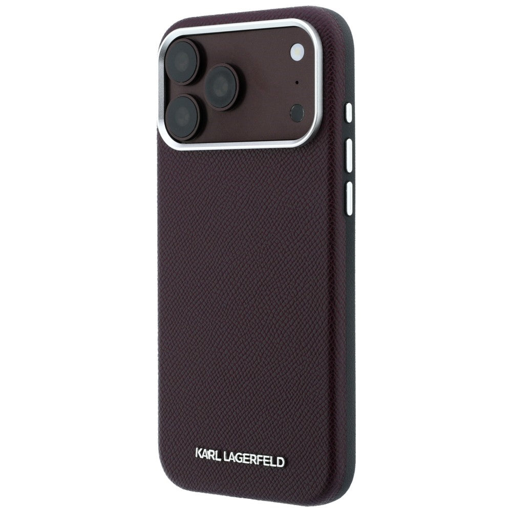 Karl Lagerfeld Grained Elongated Logo MagSafe case for iPhone 17 Pro Max / 18 Pro Max - burgundy_1