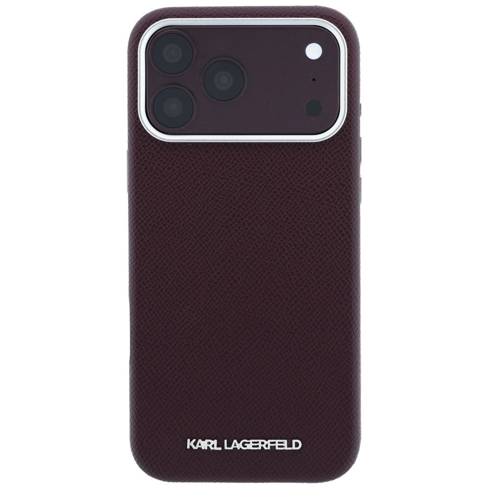 Karl Lagerfeld Grained Elongated Logo MagSafe case for iPhone 17 Pro Max / 18 Pro Max - burgundy_2