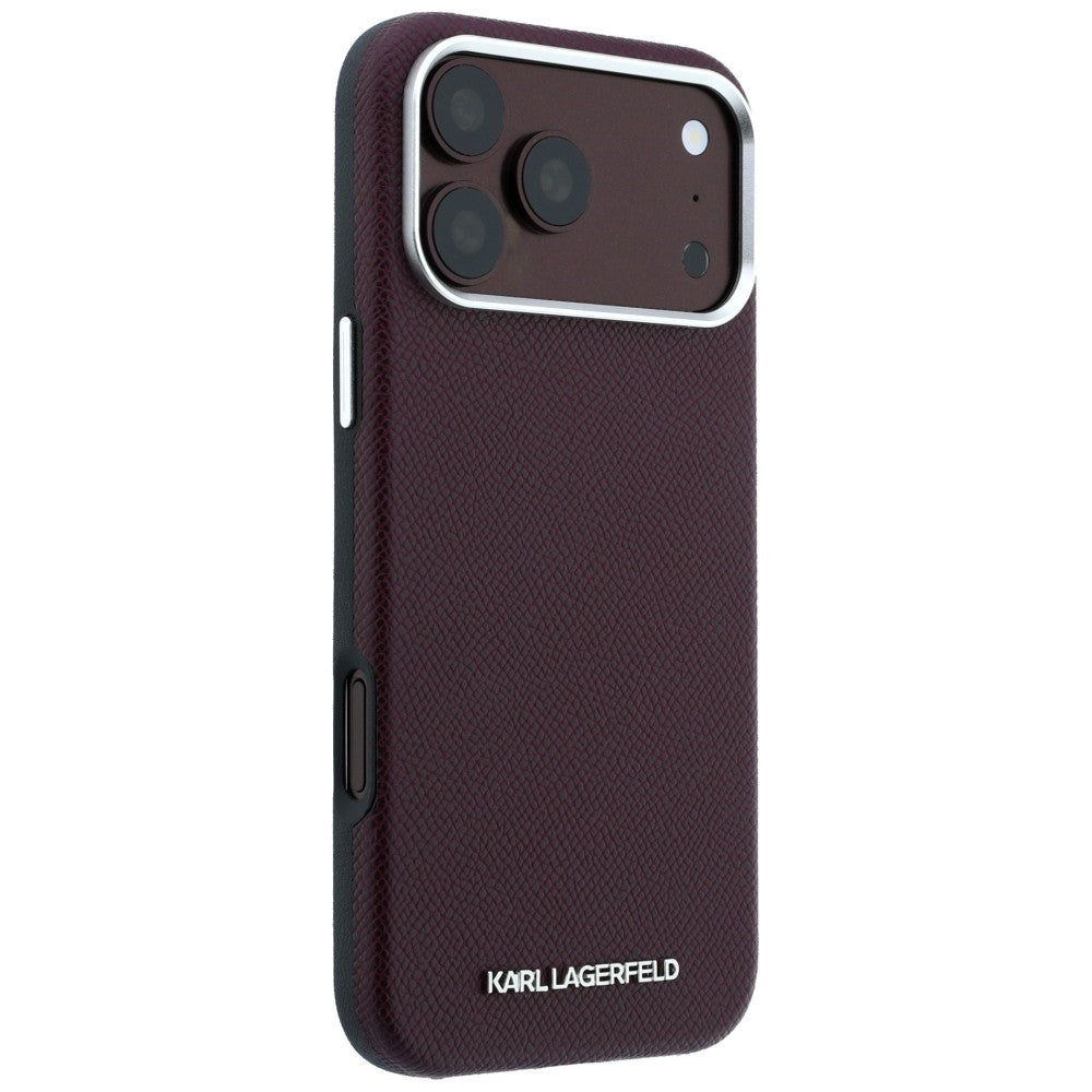 Karl Lagerfeld Grained Elongated Logo MagSafe case for iPhone 17 Pro Max / 18 Pro Max - burgundy_3