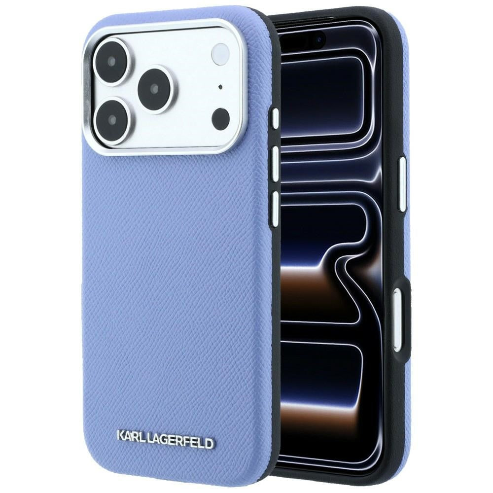 Karl Lagerfeld Grained Elongated Logo MagSafe Case for iPhone 17 Pro Max / 18 Pro Max - Blue_0