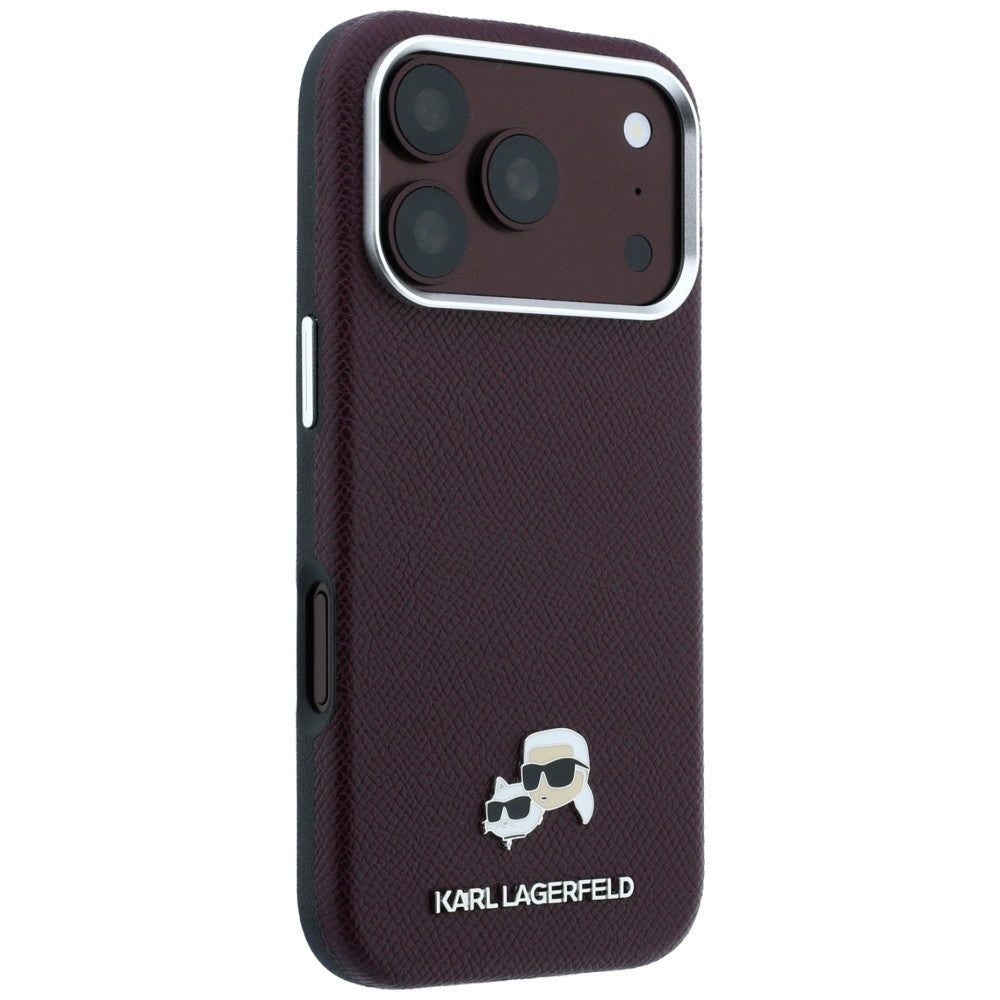Karl Lagerfeld Grained Choupette Head Metal MagSafe case for iPhone 18 Pro Max - burgundy_3