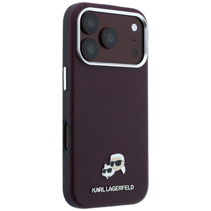 Karl Lagerfeld Grained Choupette Head Metal MagSafe case for iPhone 18 Pro Max - burgundy_3