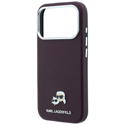 Karl Lagerfeld Grained Choupette Head Metal MagSafe case for iPhone 18 Pro Max - burgundy_5