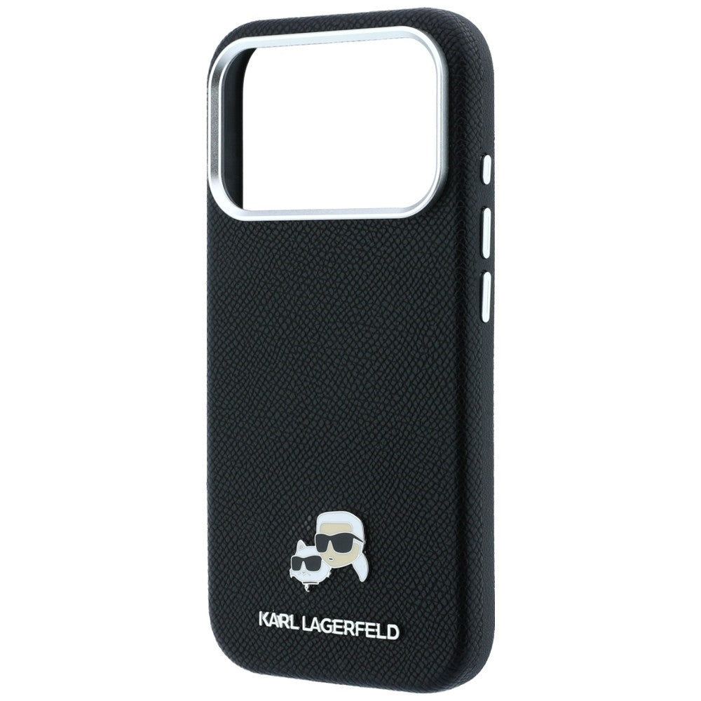 Karl Lagerfeld Grained Heads Metal MagSafe Case for iPhone 17 Pro / 18 Pro - Black_5