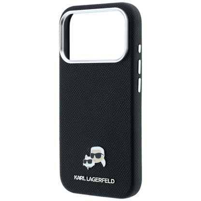 Karl Lagerfeld Grained Heads Metal MagSafe Case for iPhone 17 Pro / 18 Pro - Black_5