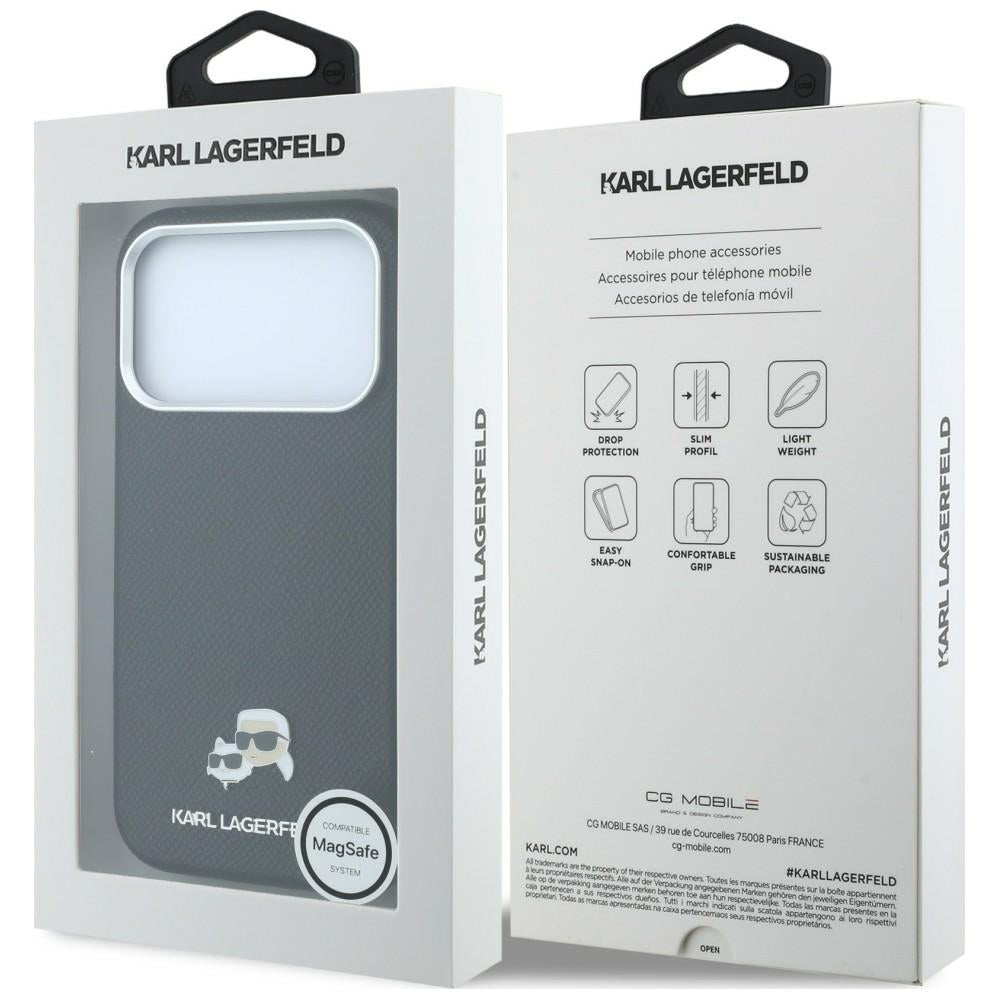 Karl Lagerfeld Grained Heads Metal MagSafe Case for iPhone 17 Pro / 18 Pro - Black_7