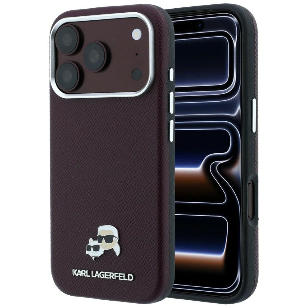 Karl Lagerfeld Grained Choupette Head Metal MagSafe case for iPhone 18 Pro Max - burgundy_0
