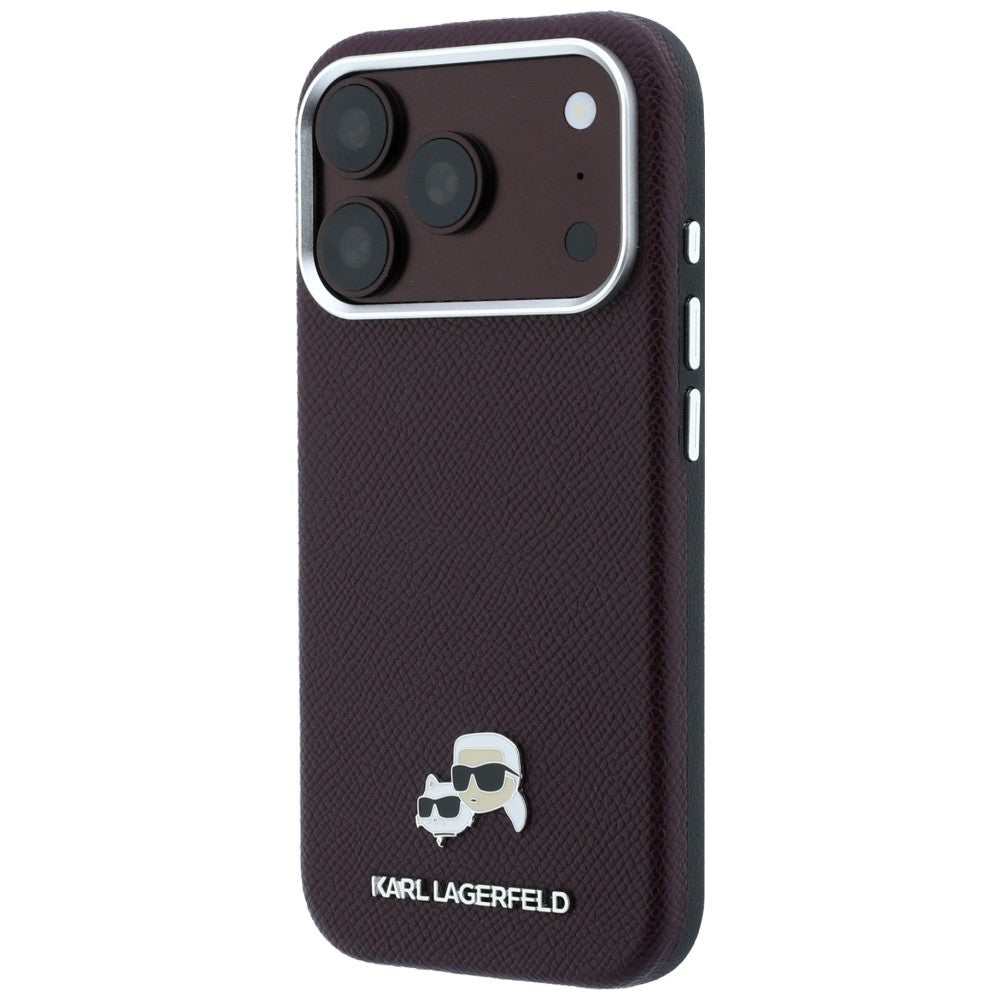 Karl Lagerfeld Grained Choupette Head Metal MagSafe case for iPhone 18 Pro Max - burgundy_1