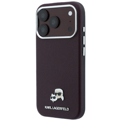 Karl Lagerfeld Grained Choupette Head Metal MagSafe case for iPhone 18 Pro Max - burgundy_1