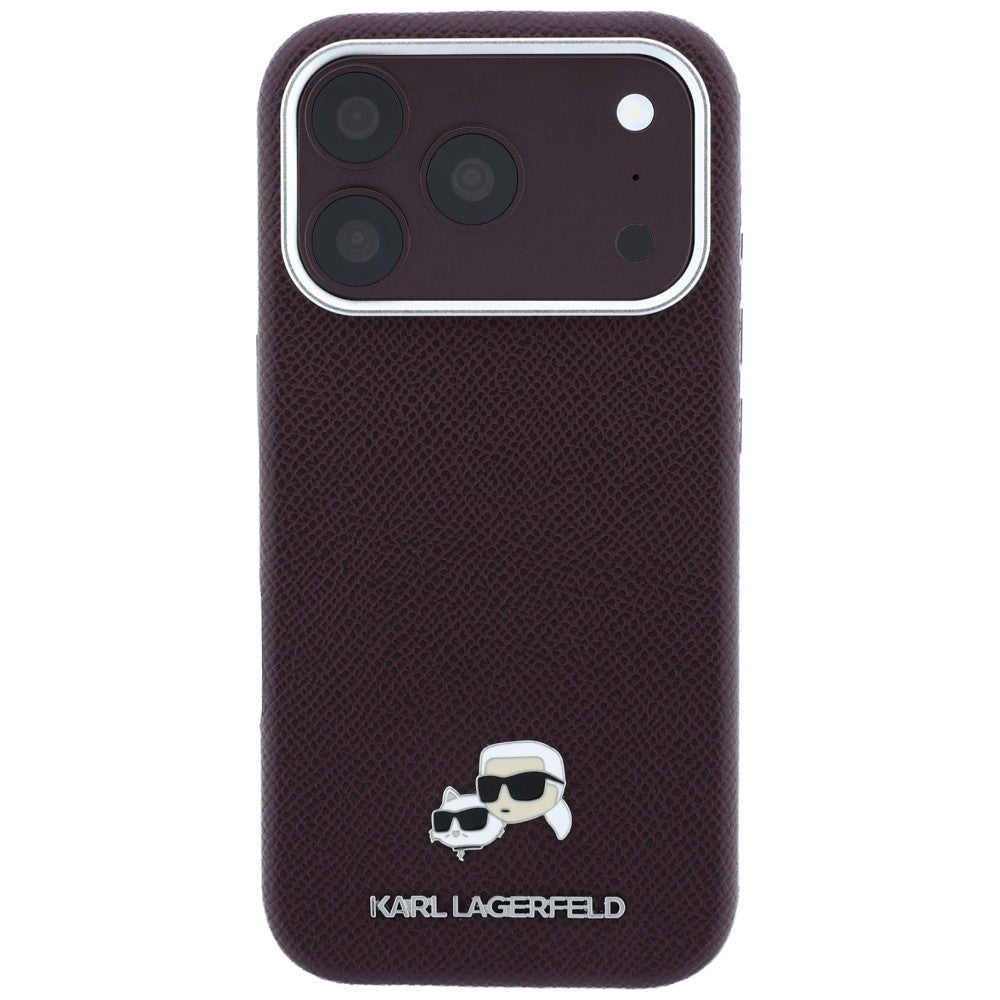 Karl Lagerfeld Grained Choupette Head Metal MagSafe case for iPhone 18 Pro Max - burgundy_2